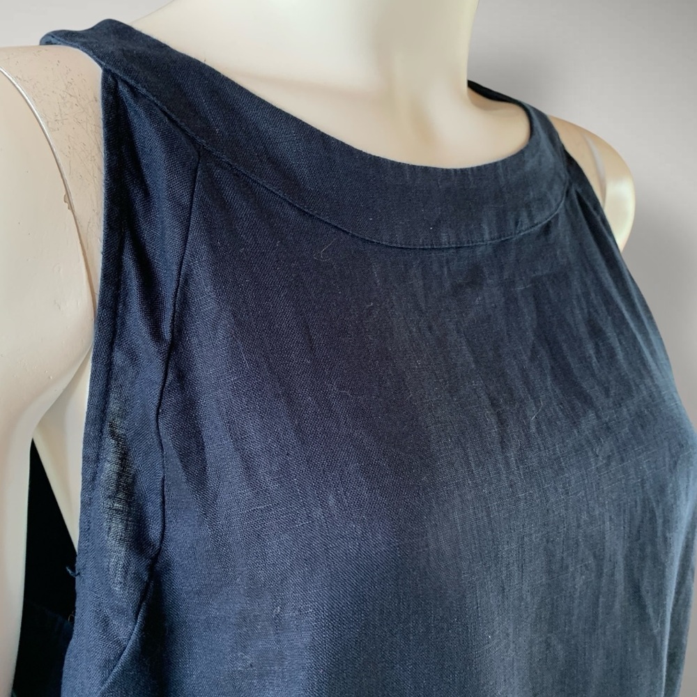J Jill navy blue pure linen dress size large - Picture 7 of 8